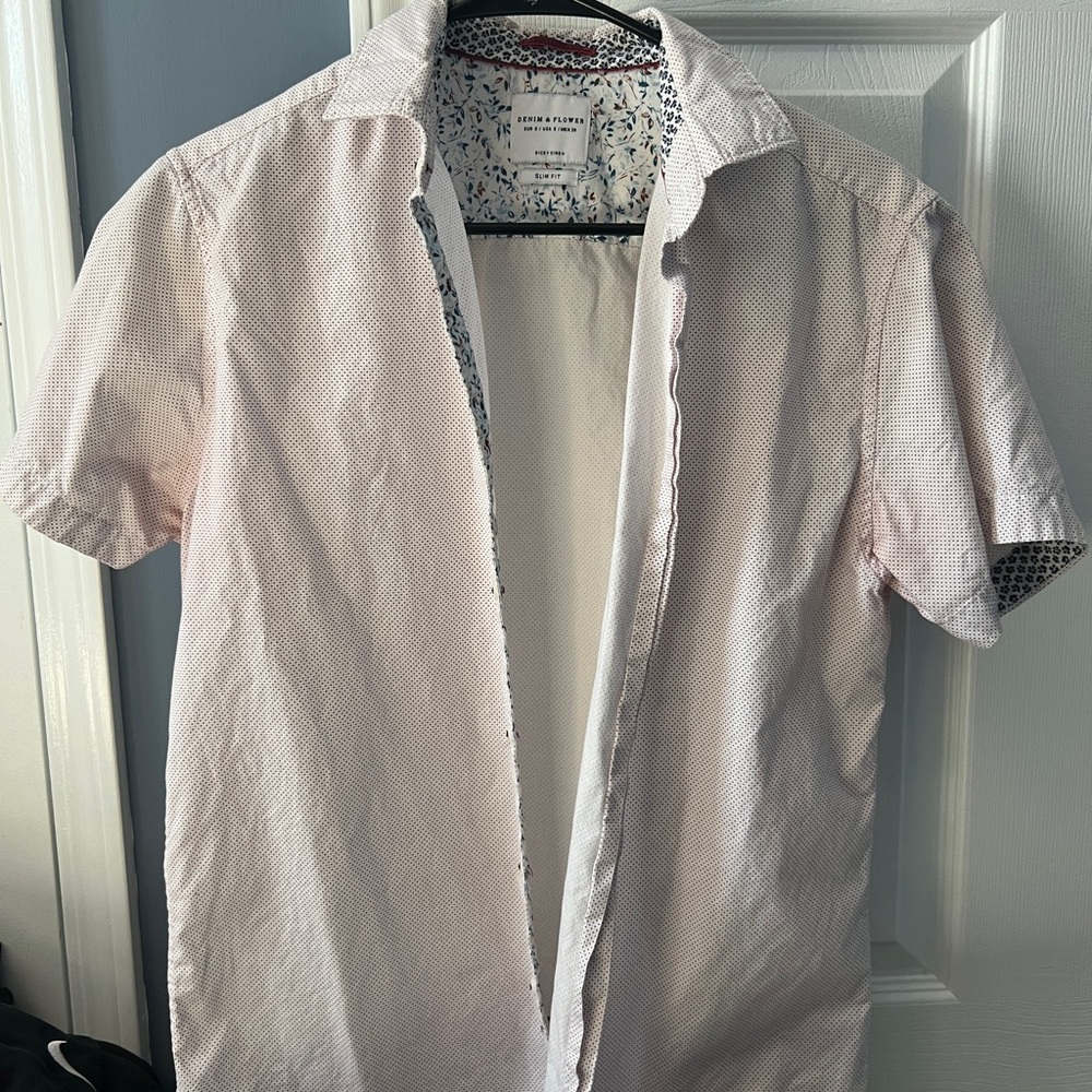 Denim & Flower Men's Short Sleeve Shirt - Light Pink